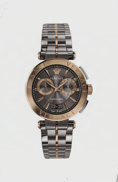 Versace Round Chronograph – Black/Rose Gold