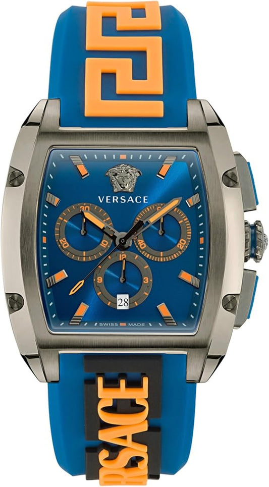 Versace Dominus / Tonneau Chronograph – Blue/Orange